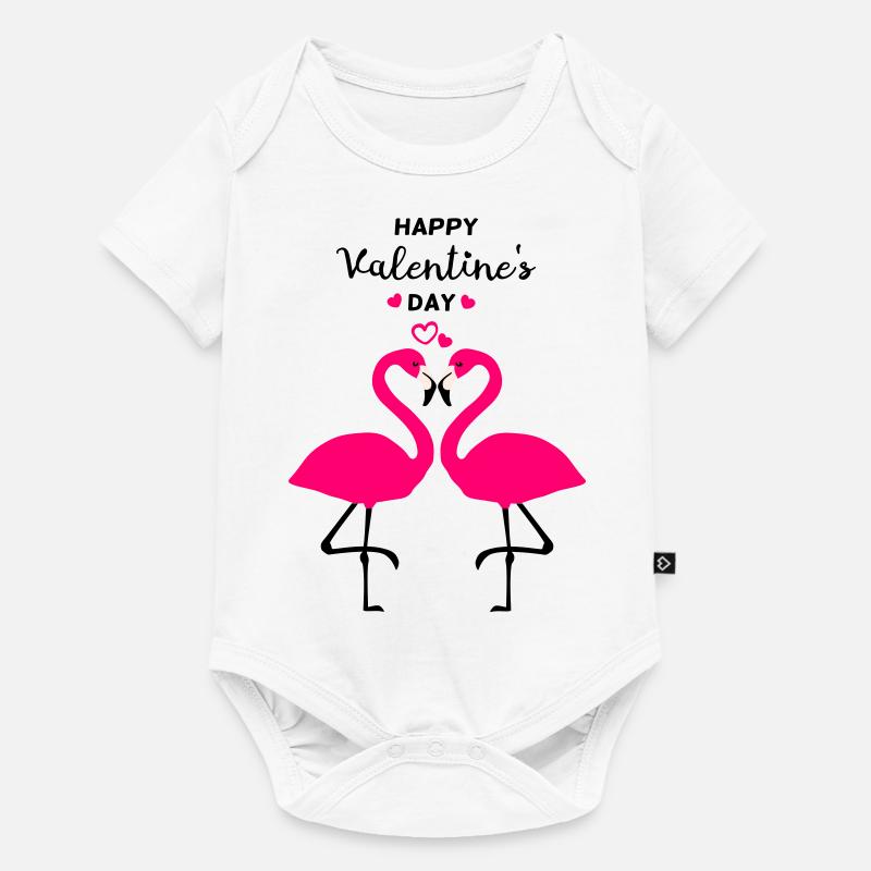Flamants roses Saint-Valentin - Body à manches courtes Premium Bébé - blanc