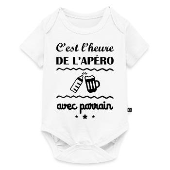 C'est l'heure, parrain, cadeau de naissance - Body à manches courtes Premium Bébé - blanc - Devant
