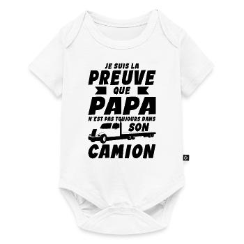 Papa Bébé Nourrisson Enfant Camion Routier - Body à manches courtes Premium Bébé - blanc - Devant