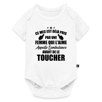 Mec deja pris cadeau homme amour femme - Body à manches courtes Premium Bébé - blanc - Devant