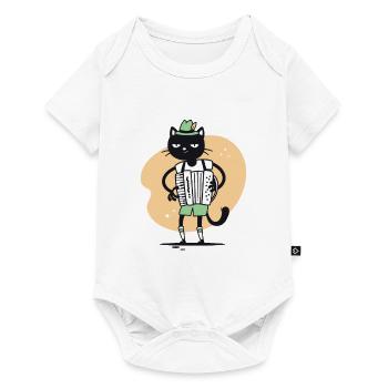 Katze Akkordeonspieler - Baby Premium Kurzarmbody - Weiß - Vorne
