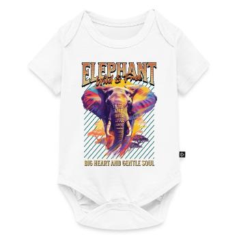 Éléphant Afrique Safari Nature Nature Nature Aquarelle Art - Body à manches courtes Premium Bébé - blanc - Devant