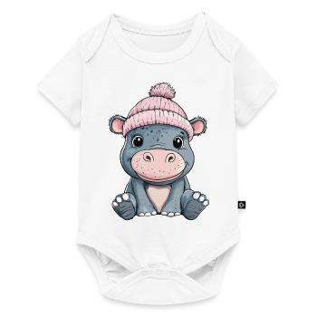 hippopotame mignon mignon bébé enfants animal dessin animé - Body à manches courtes Premium Bébé - blanc - Devant