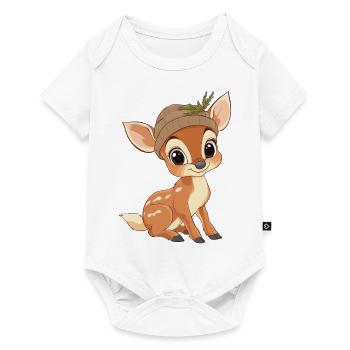 cerf mignon mignon bébé enfants animal fauve dessin animé - Body à manches courtes Premium Bébé - blanc - Devant