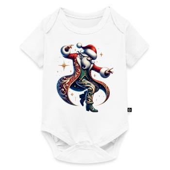 Danse de Noël Père Noël Chapeau de Noël - Body à manches courtes Premium Bébé - blanc - Devant