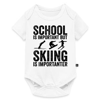 School is important but skiing is importanter - Baby Premium short-sleeve bodysuit - white - Front