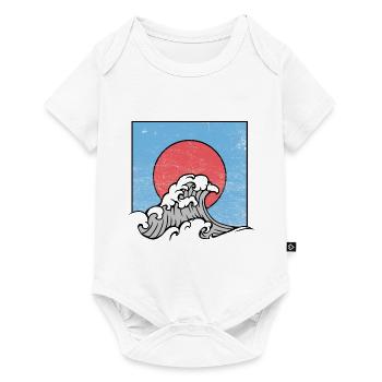 Vague, coucher de soleil, surf - Body à manches courtes Premium Bébé - blanc - Devant