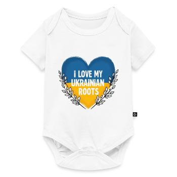 Ukrainian Love - Heart & Flag - Baby Premium short-sleeve bodysuit - white - Front