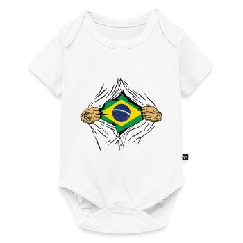 Brésil Drapeau Brésilien Drapeau Amérique du Sud - Body à manches courtes Premium Bébé - blanc - Devant