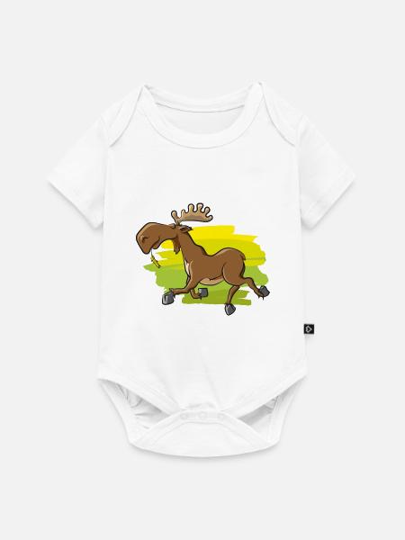Lustiger Elch - Baby Premium Kurzarmbody - Weiß