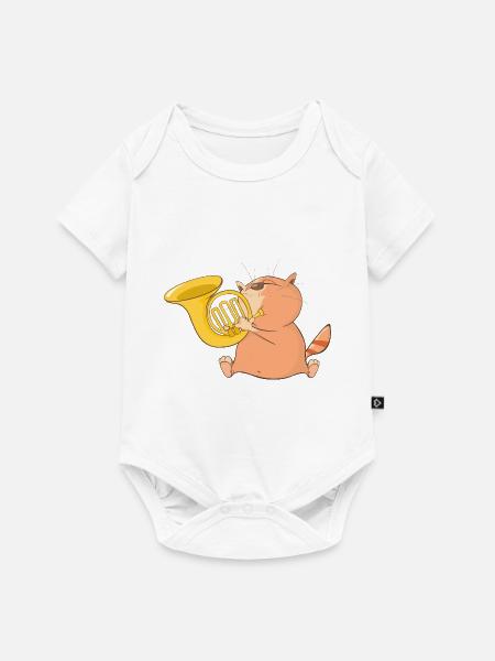 Katze spielt Musik - Baby Premium Kurzarmbody - Weiß