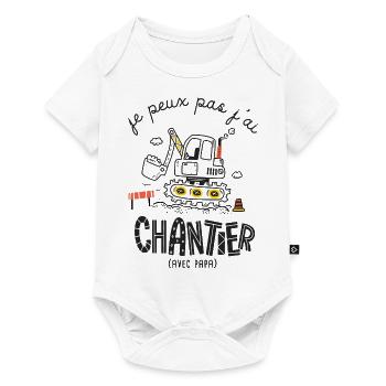 Pelleteuse Je peux pas j ai Chantier humour - Body à manches courtes Premium Bébé - blanc - Devant