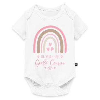 Boho Regenbogen Ich werde eine große Cousine 2025 - Baby Premium Kurzarmbody - Weiß - Vorne