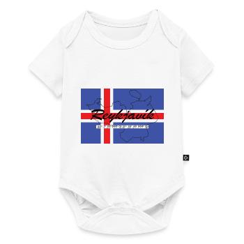 Reykjavik - Hauptstadt mit GPS & Flagge - Baby Premium Kurzarmbody - Weiß - Vorne