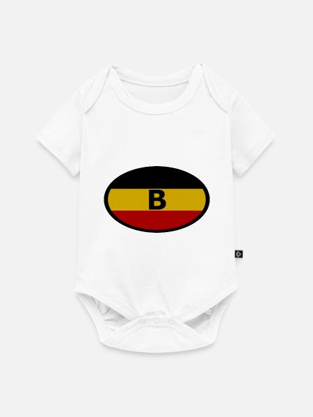 Der Aufkleber für Belgien - Baby Premium Kurzarmbody - Weiß