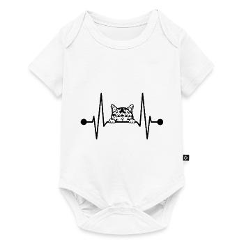 Chat noir Heartbeat Peeking Petite douceur - Body à manches courtes Premium Bébé - blanc - Devant