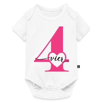 Digit Four 4 with Heart - Baby Premium short-sleeve bodysuit - white - Front