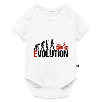 Mofa Fahrzeug Evolution Lustig für Mofafahrer - Baby Premium Kurzarmbody - Weiß - Vorne