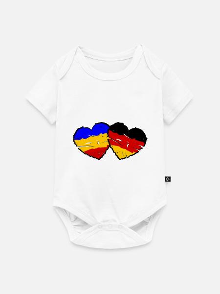 Rumänien Deutsche Herzen - Baby Premium Kurzarmbody - Weiß