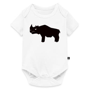 Eckiges Schwarzes Nashorn Silhouetten Design - Baby Premium Kurzarmbody - Weiß - Vorne