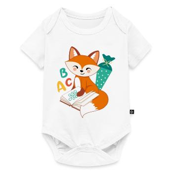 Fox with school cone school enrollment school child - Baby Premium short-sleeve bodysuit - white - Front