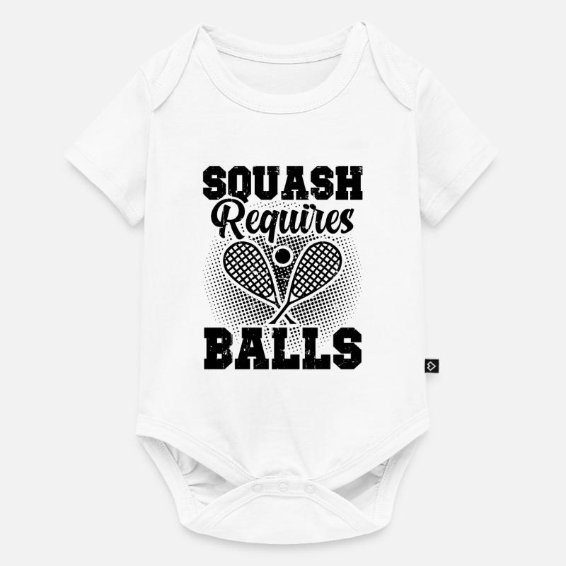 Sport de squash | Cadeaux de raquette de squash Squasher - Body à manches courtes Premium Bébé - blanc