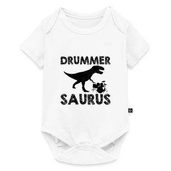 Schlagzeug Dinosaurier | Drummer Musiker Geschenke - Baby Premium Kurzarmbody - Weiß - Vorne