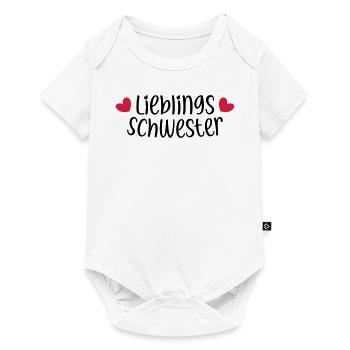 Lieblingsschwester beste Schwester Herz Geschenk - Baby Premium Kurzarmbody - Weiß - Vorne