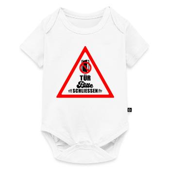 Tür schließen bitte | Farbe änderbar - Baby Premium Kurzarmbody - Weiß - Vorne