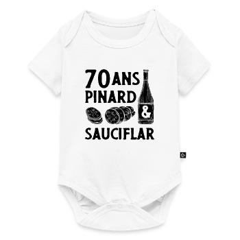 70 ans Pinard & Sauciflar -Papy Humour Saucisson V - Baby Premium short-sleeve bodysuit - white - Front