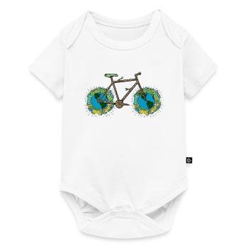 Planète Terre vélo, jeu de mots cyclisme, roue de vélo Art - Body à manches courtes Premium Bébé - blanc - Devant