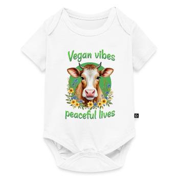 Vegan vibes peaceful lives - Baby Premium short-sleeve bodysuit - white - Front