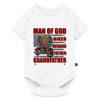 Man Of God Shirt Biker Husband Father Grandfather - Baby Premium short-sleeve bodysuit - white - Front