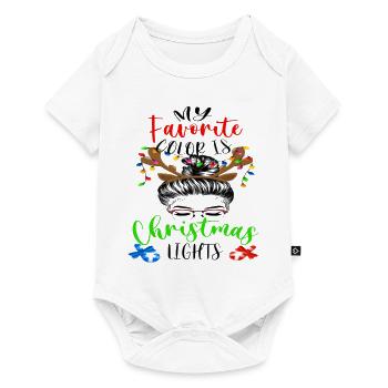 Ma couleur préférée est le chignon désordonné des lumières de Noël - Body à manches courtes Premium Bébé - blanc - Devant
