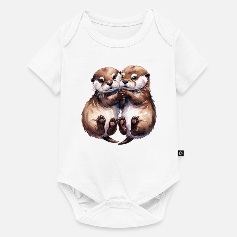 Câlins de loutres - Body à manches courtes Premium Bébé - blanc