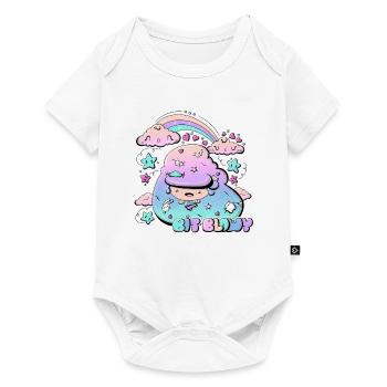 Cute weather bubble head - bit blowy with text - Baby Premium short-sleeve bodysuit - white - Front