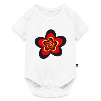 Deutschlandfarben Blume in schwarz, rot und gelb. - Baby Premium Kurzarmbody - Weiß - Vorne