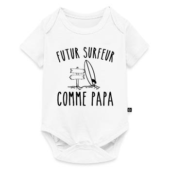 futur surfeur comme papa - Body à manches courtes Premium Bébé - blanc - Devant