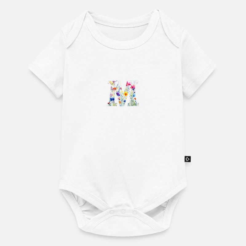 Buchstabe M, Monogramm, Tiermuster - Baby Premium Kurzarmbody - Weiß