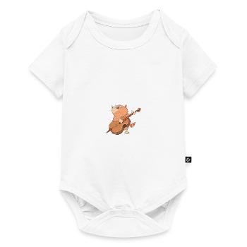 Katze spielt Musik - Baby Premium Kurzarmbody - Weiß - Vorne