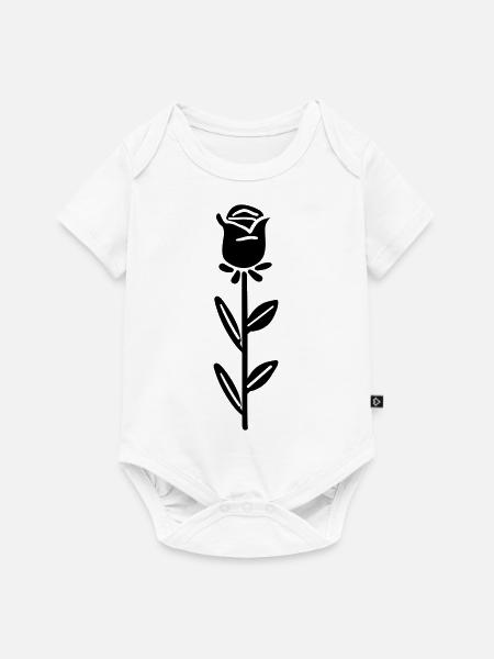 Rosa Blume - Baby Premium Kurzarmbody - Weiß