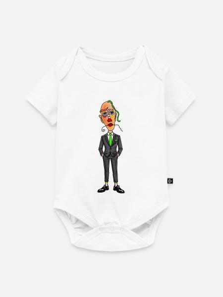 Surrealer Anzugträger mit Neon Grün - Baby Premium Kurzarmbody - Weiß