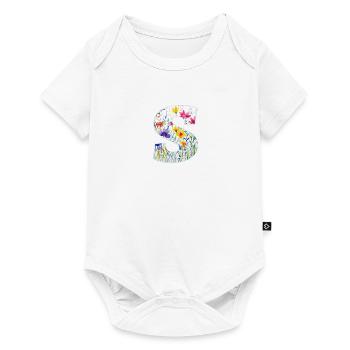 Letter S, Monogram, Floral Pattern - Baby Premium short-sleeve bodysuit - white - Front