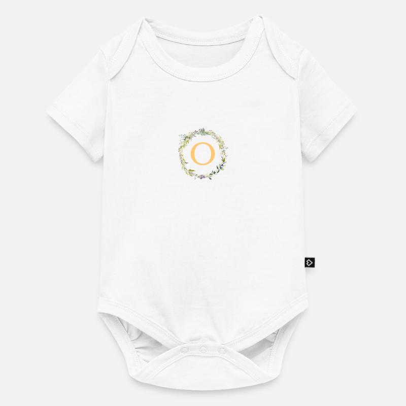 O Monogramm Eukalyptus-Kranz - Baby Premium Kurzarmbody - Weiß
