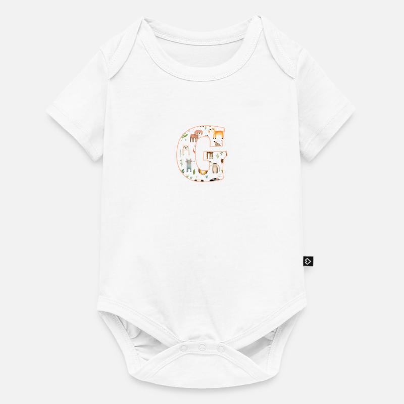 Buchstabe G, Monogramm, Tiermuster - Baby Premium Kurzarmbody - Weiß