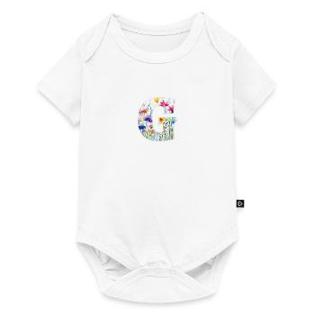 Lettre G, Monogramme, Motif Floral - Body à manches courtes Premium Bébé - blanc - Devant