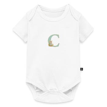 Lettre C, Monogramme, Fleurs, Lapin - Body à manches courtes Premium Bébé - blanc - Devant
