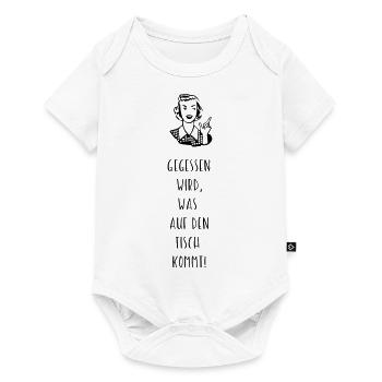 Gegessen wird was auf den Tisch kommt Kochschürze - Baby Premium Kurzarmbody - Weiß - Vorne