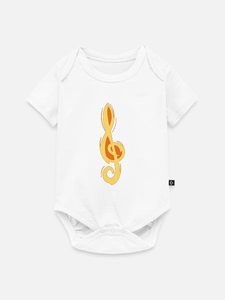 Geigenschlüssel G, handgezeichnet. Musiker - Premium kortærmet baby-body  - hvid