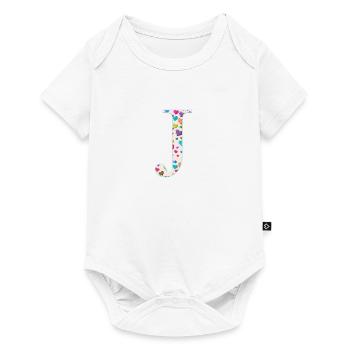 Customizable Monogram J Heart Pattern - Baby Premium short-sleeve bodysuit - white - Front